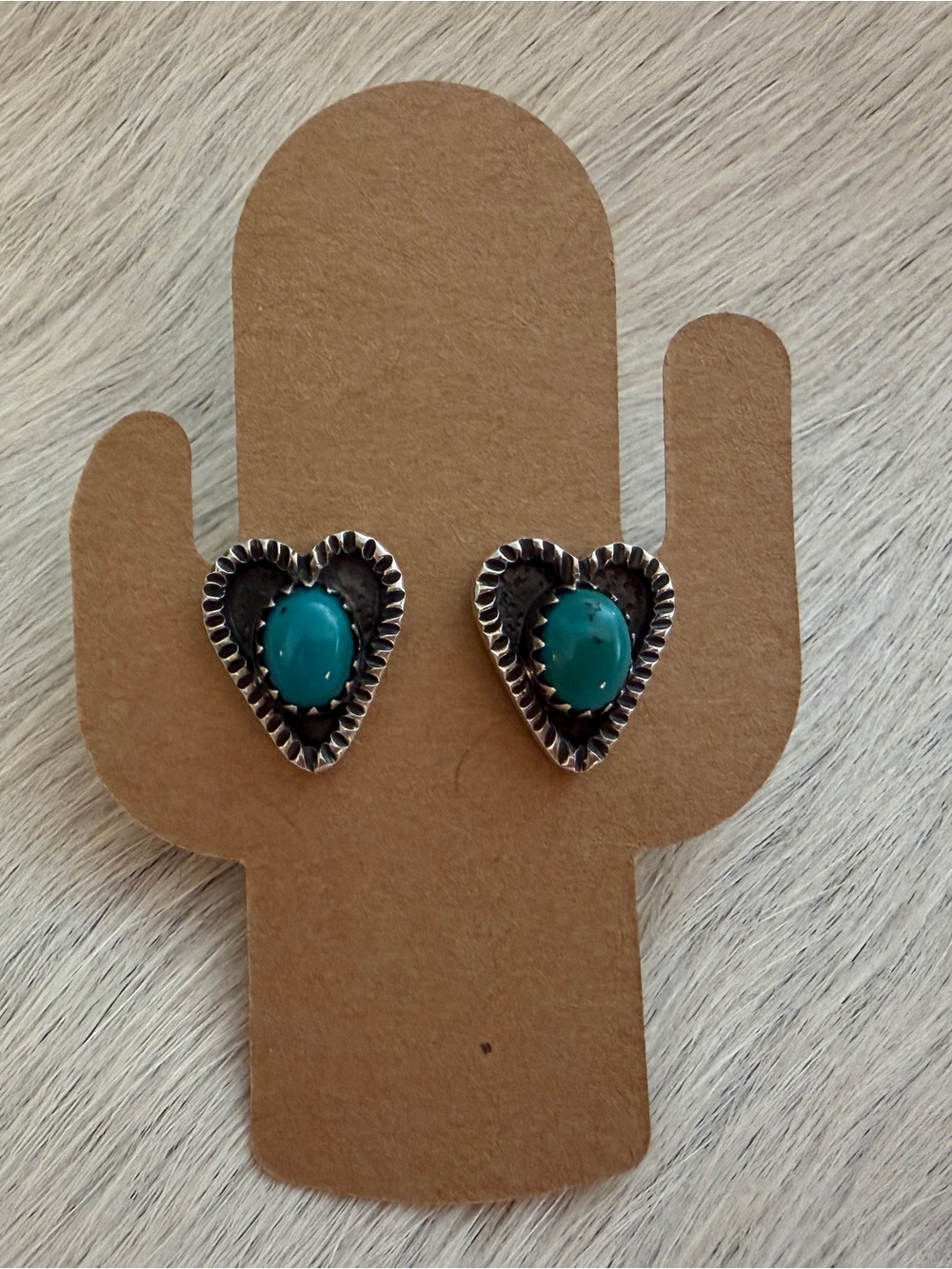 ❤️ Shadow Box Kingman Turquoise Deep Robins Egg Blue Heart Sterling 925 Earrings - Picture 4 of 11